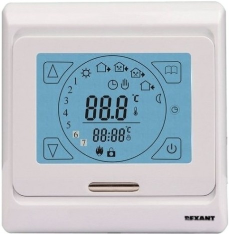 Терморегулятор для теплого пола REXANT R91XT сенсорный с автомат. программированием 3680Вт [51-0533]