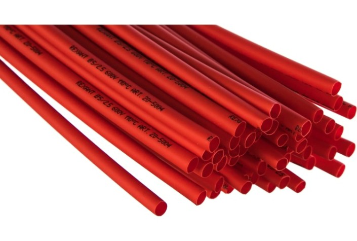Термоусаживаемая трубка REXANT 20-5004 ТУТ нг 5,0/2,5мм, красная (уп.50 шт. по1м)