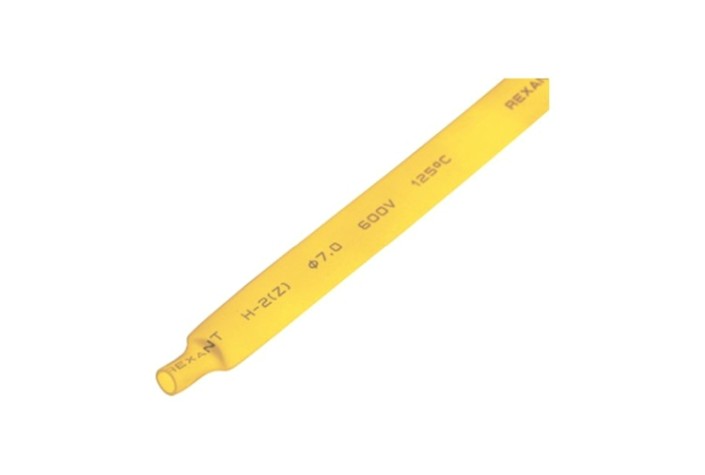 Термоусаживаемая трубка REXANT 20-7002 ТУТ нг 7,0/3,5мм, желтая (уп.50 шт. по1м)