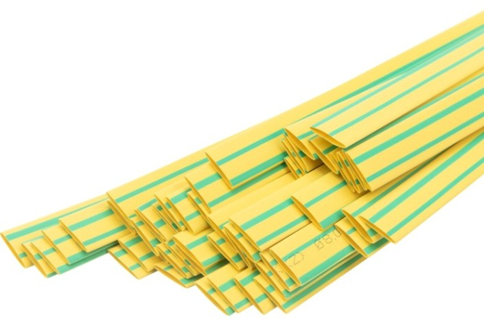 Термоусаживаемая трубка REXANT 20-8007 ТУТ нг 8,0/4,0мм, желто-зеленая (уп.50 шт. по1м)