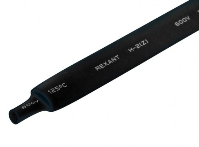 Термоусаживаемая трубка REXANT 20-9006 ТУТ нг 9,0/4,5мм, черная (уп.50 шт. по1м)