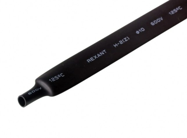 Термоусаживаемая трубка REXANT 21-0008 ТУТ нг 10,0/5,0мм, черная (уп.50 шт. по1м)