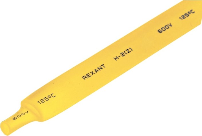 Термоусаживаемая трубка REXANT 21-2002 ТУТ нг 12,0/6,0мм, желтая (уп.50 шт. по1м)
