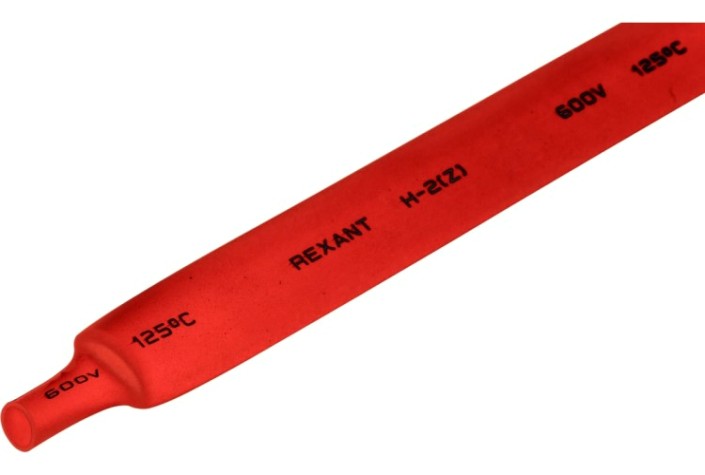 Термоусаживаемая трубка REXANT 21-2004 ТУТ нг 12,0/6,0мм, красная (уп.50 шт. по1м)