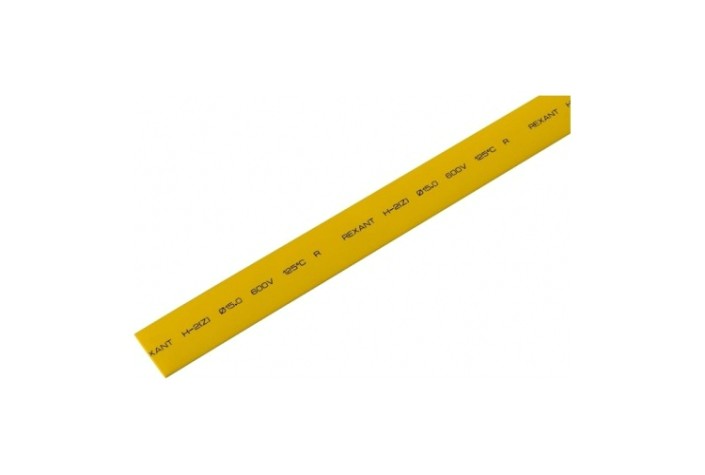 Термоусаживаемая трубка REXANT 21-5002 ТУТ нг 15,0/7,5мм, желтая (уп.50 шт. по1м)