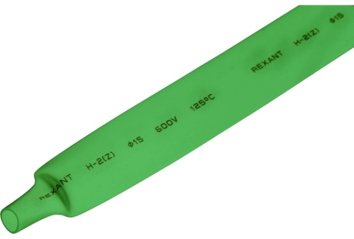 Термоусаживаемая трубка REXANT 21-5003 ТУТ нг 15,0/7,5мм, зеленая (уп.50 шт. по1м)