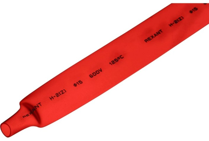 Термоусаживаемая трубка REXANT 21-5004 ТУТ нг 15,0/7,5мм, красная (уп.50 шт. по1м)