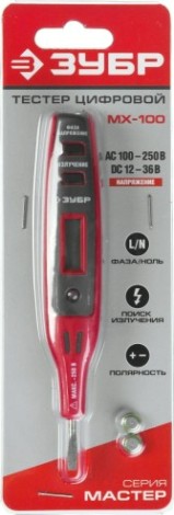 Тестер ЗУБР Мастер цифровой со световым индикатором, 140мм [45240]