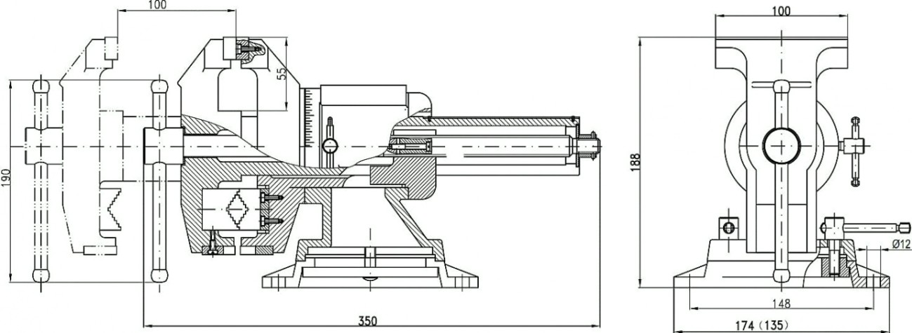 Тиски слесарные ЗУБР "Эксперт" 100 мм 32712-100 [32712-100]