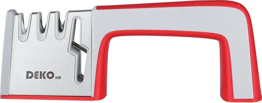 Точилка для ножей DEKO KS01 универсальная, 4 режима заточки, красно-серая [041-0025]