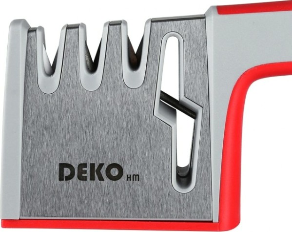 Точилка для ножей DEKO KS01 универсальная, 4 режима заточки, красно-серая [041-0025]