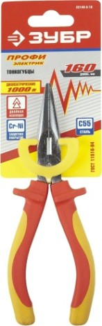 Тонкогубцы диэлектрические ЗУБР "ПРОФИЭЛЕКТРИК" 160 мм 22145-3-16 [22145-3-16]
