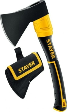 Топор STAYER FIBERGLASS кованый с чехлом, 600 г, 350 мм [2062-06P_z02]
