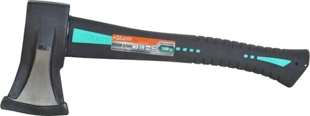 Топор Sturm 1015-02-FR1000 клин (кованый боек, полностью обрезин. рукоятка)