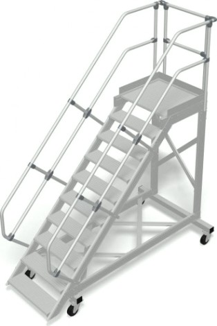 Трап с платформой KRAUSE 10 ступеней, (алюминиевая решетка R13) угол наклона 45 град., ступ. 800 мм