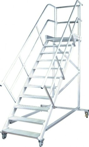 Трап с платформой KRAUSE 18 ступеней, угол наклона 45 град., ширина ступеней 600 мм 827975 [827975]