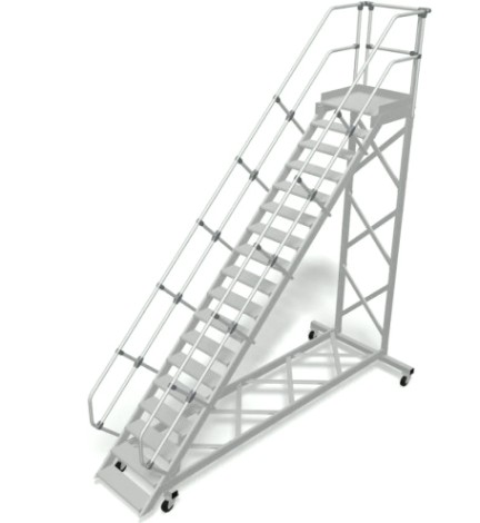 Трап с платформой KRAUSE 18 ступеней, угол наклона 60 град., ширина ступеней 600 мм 828774 [828774]