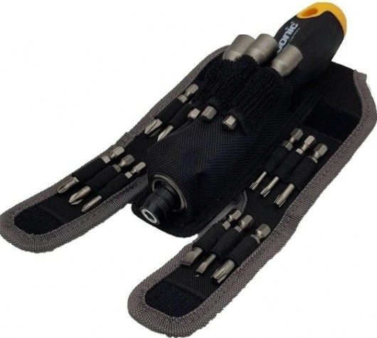 Трещотка FELO 6 071 604 поворотная ergonic k с набором бит в чехле, 16 шт [06071604]