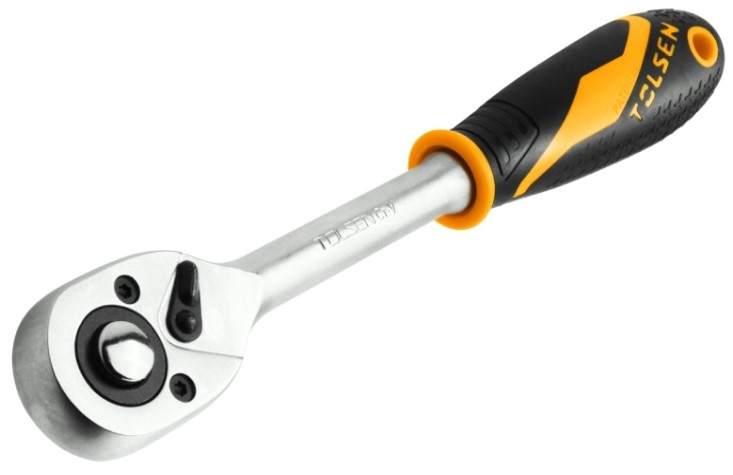 Трещотка tolsen TT15120 "GRIPro", 1/2", 255 мм, 72 зубца, флажковая с кноп