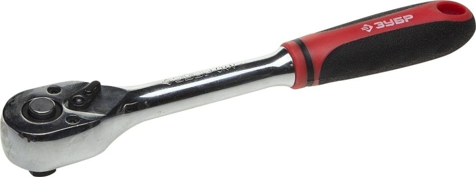 Трещотка ЗУБР МАСТЕР для торцовых головок сr-v сталь, 72 зубца, 1/4" [27736-1/4]