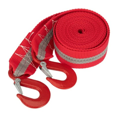 Трос буксировочный REXANT 80-0224 со светоотражающей лентой, 5т, 4м, с двумя крюками