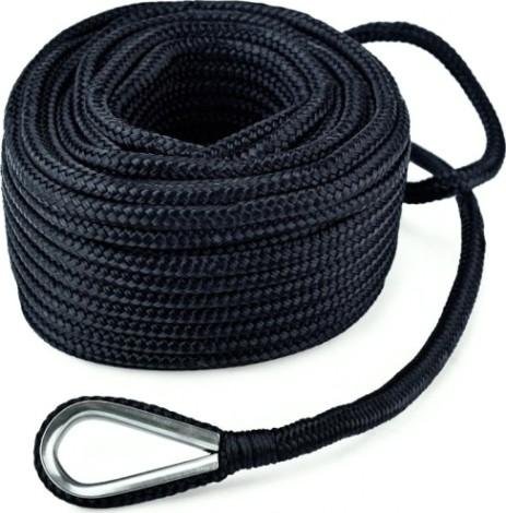 Трос (конец) якорный SKIPPER плетеный, 10мм*20м, нейлон черный [SK-TANBR1020B]