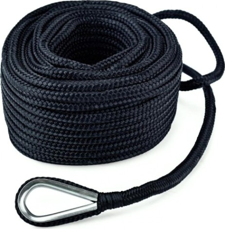 Трос (конец) якорный SKIPPER плетеный, 10мм*30м, нейлон черный [SK-TANBR1030B]