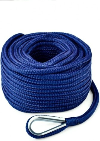 Трос (конец) якорный SKIPPER плетеный, 10мм*50м, нейлон синий [SK-TANBR1050BL]