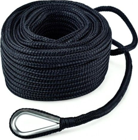 Трос (конец) якорный SKIPPER плетеный, 12мм*20м, нейлон черный [SK-TANBR1220B]