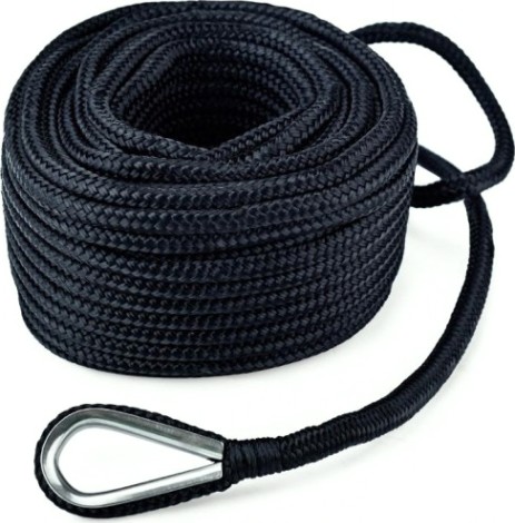 Трос (конец) якорный SKIPPER плетеный, 12мм*50м, нейлон черный [SK-TANBR1250B]