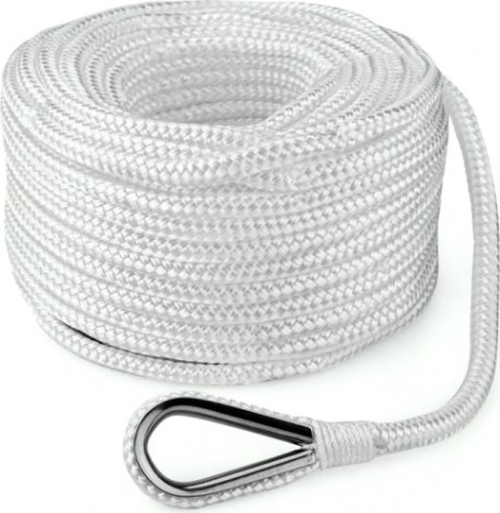 Трос (конец) якорный SKIPPER плетеный, 6мм*20м, нейлон белый [SK-TANBR620W]