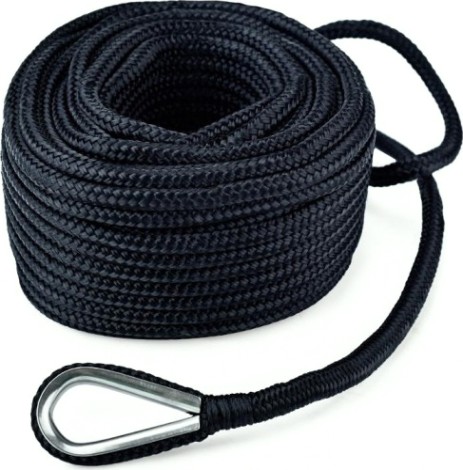 Трос (конец) якорный SKIPPER плетеный, 8мм*30м, нейлон черный [SK-TANBR830B]