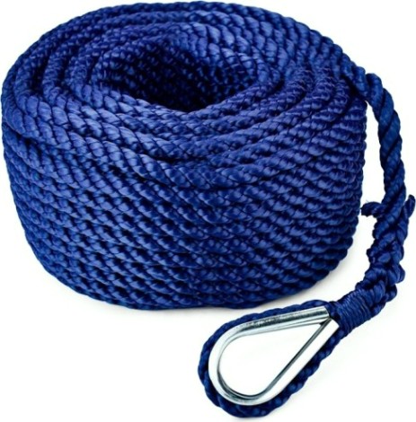 Трос (конец) якорный SKIPPER трехпрядный, 10мм*20м, нейлон синий [SK-TAN3ST1020BL]