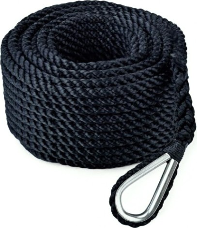 Трос (конец) якорный SKIPPER трехпрядный, 12мм*30м, нейлон черный [SK-TAN3ST1230B]