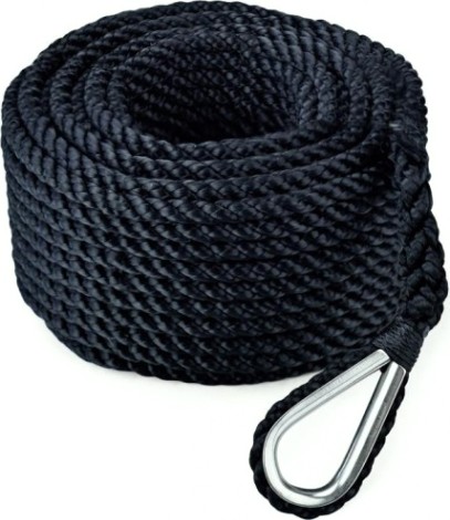 Трос (конец) якорный SKIPPER трехпрядный, 16мм*50м, нейлон черный [SK-TAN3ST1650B]