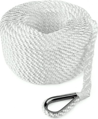 Трос (конец) якорный SKIPPER трехпрядный, 6мм*30м, нейлон белый [SK-TAN3ST630W]