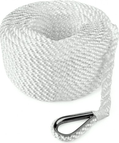 Трос (конец) якорный SKIPPER трехпрядный, 6мм*50м, нейлон белый [SK-TAN3ST650W]