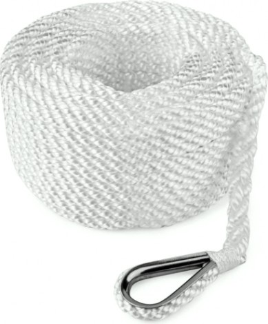 Трос (конец) якорный SKIPPER трехпрядный, 8мм*30м, нейлон белый [SK-TAN3ST830W]