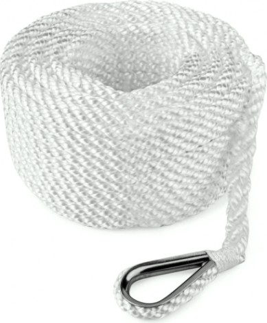 Трос (конец) якорный SKIPPER трехпрядный, 8мм*50м, нейлон белый [SK-TAN3ST850W]