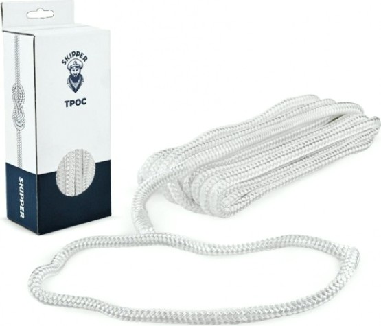 Трос швартовый с огоном SKIPPER плетеный, 10мм*10,67м, нейлон белый [SK-TDNBR101067W]