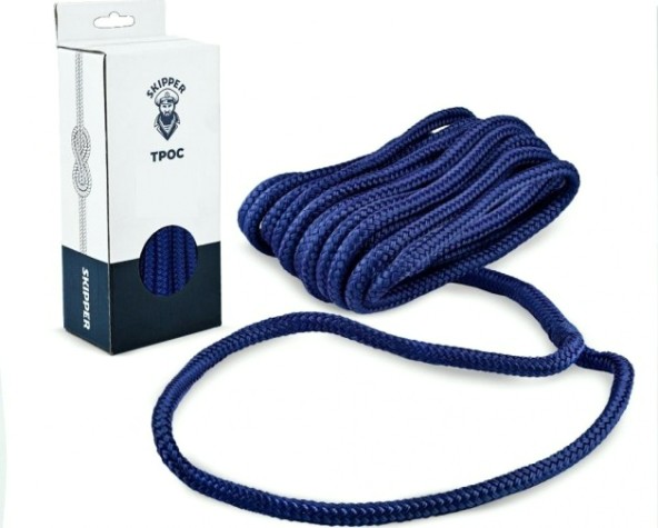 Трос швартовый с огоном SKIPPER плетеный, 14мм*7,62м, нейлон синий [SK-TDNBR14762BL]