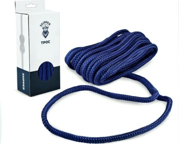 Трос швартовый с огоном SKIPPER плетеный, 16мм*10,67м, нейлон синий [SK-TDNBR161067BL]