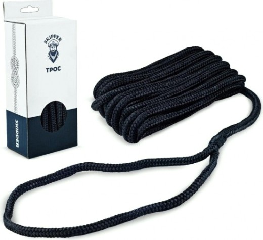 Трос швартовый с огоном SKIPPER плетеный, 16мм*6,1м, нейлон черный [SK-TDNBR1661B]
