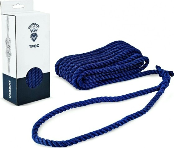 Трос швартовый с огоном SKIPPER трехпрядный, 6мм*6,1м, нейлон синий [SK-TDN3ST661BL]