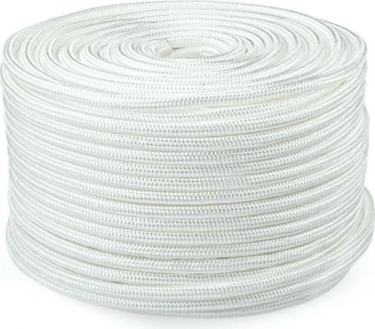 Трос якорный, швартовый, для кранца SKIPPER плетеный, 6мм*100м, нейлон белый [SK-TUNBR6100W]