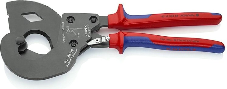 Тросорез KNIPEX 9532340SR для сталеалюминиевого провода ACSR c храповым меха [KN-9532340SR]