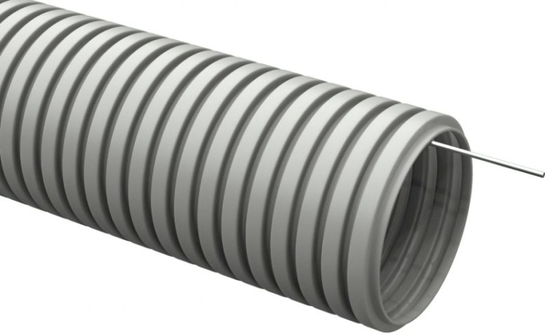 Труба гофрированная IEK CTG20-20-K41-050I ПВХ d20мм с протяжкой сер. (уп. 50м)