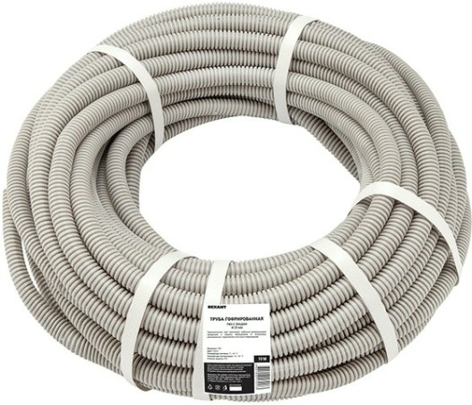 Труба гофрированная REXANT 28-0016-10 из ПВХ с зондом, ø16мм, (бухта 10 м/уп)