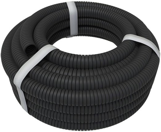 Труба гофрированная REXANT 28-0016-25 из ПВХ с зондом, ø16мм, черная (бухта 25 м/уп)