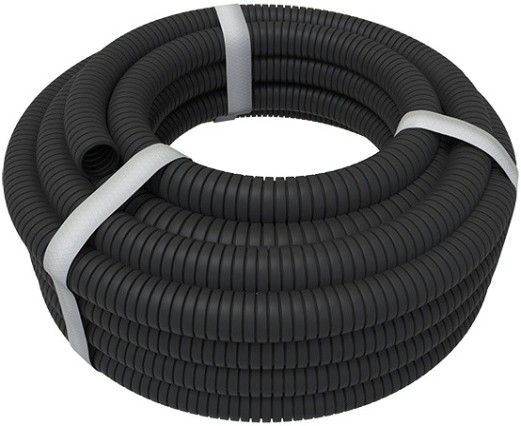 Труба гофрированная REXANT 28-0016-50 из ПВХ с зондом, ø16мм, черная (бухта 50 м/уп)